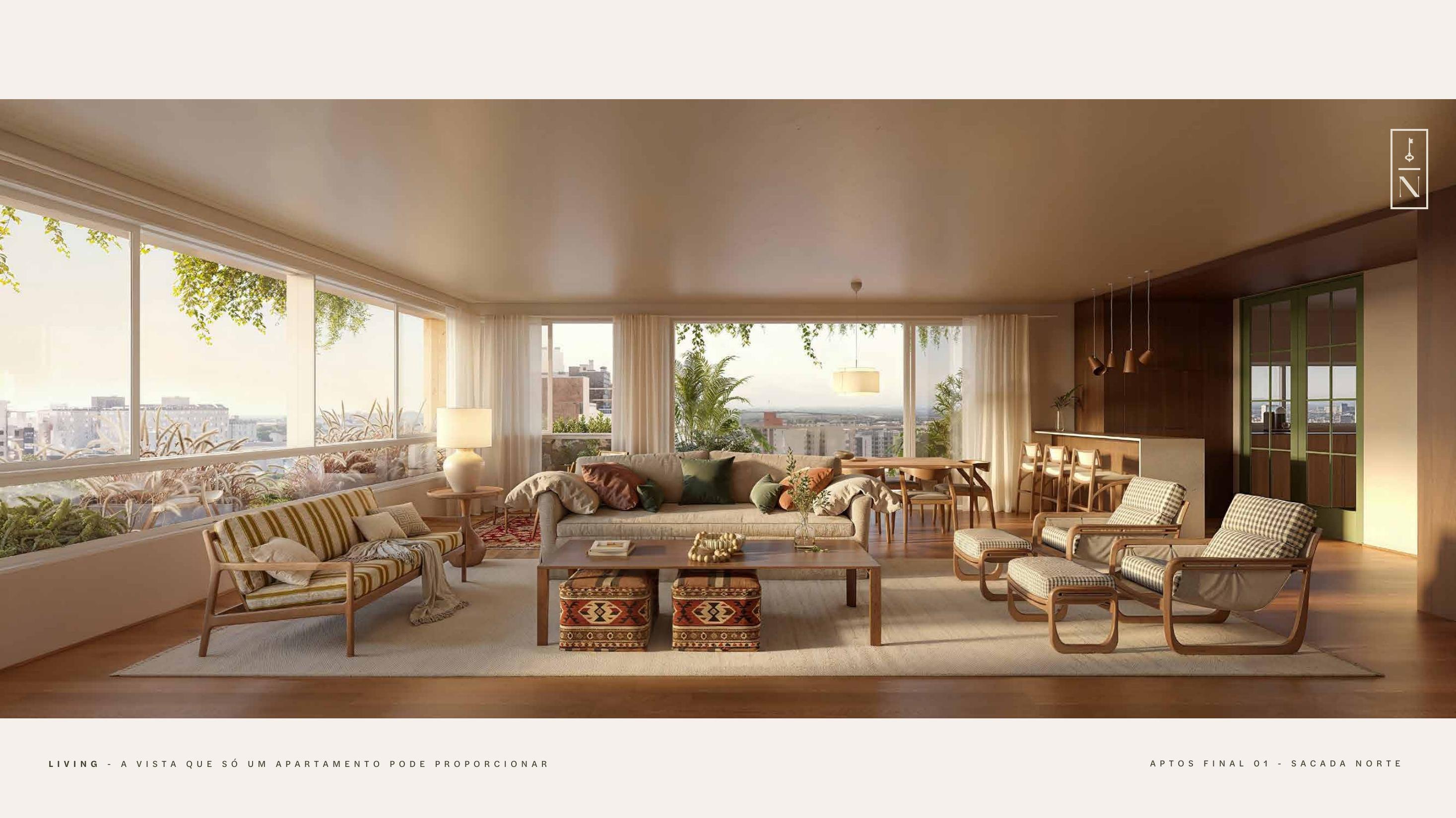 Living com vista — aptos final 01, sacada norte