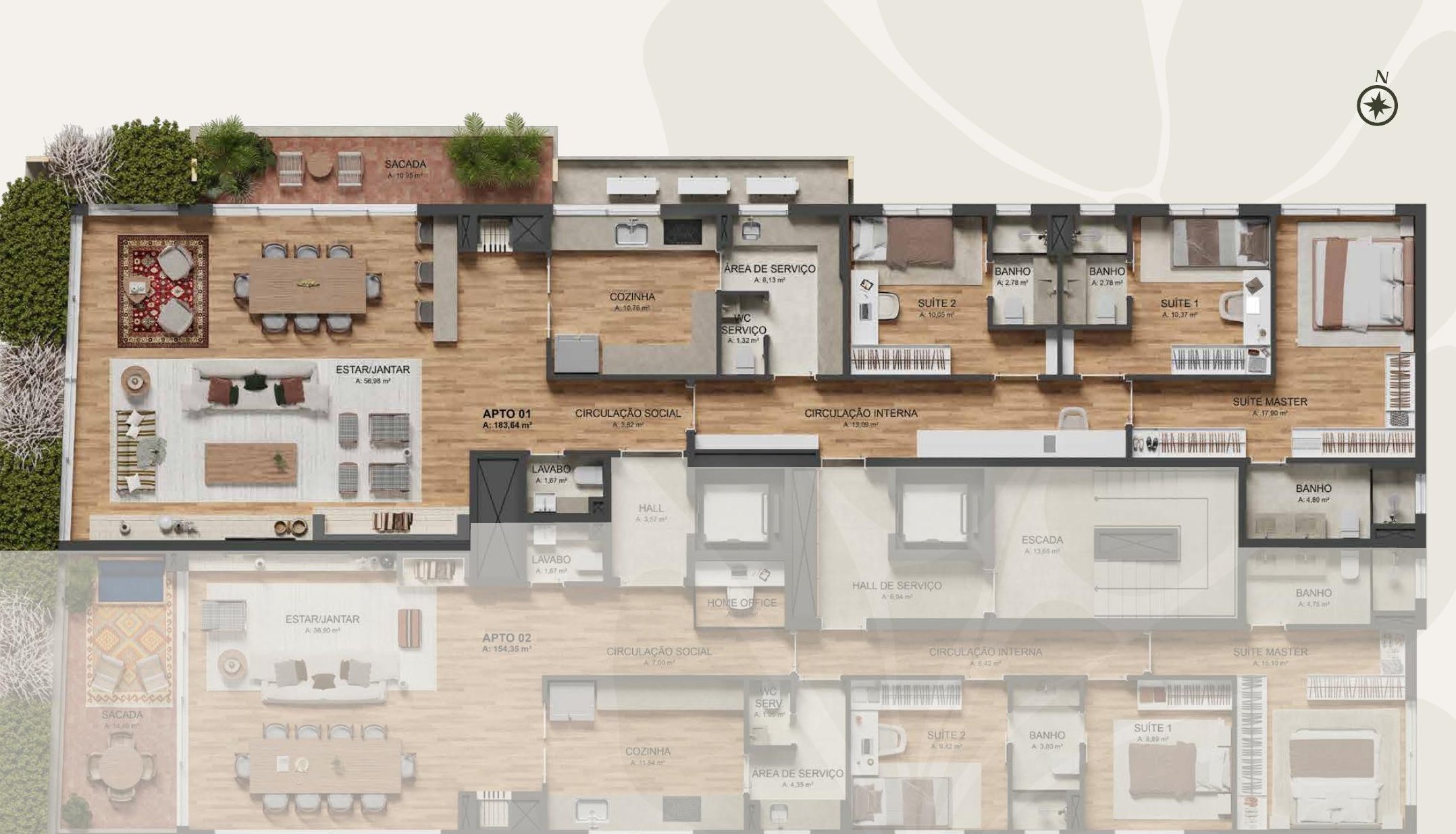 Planta Tipo 01 — Sacada Lateral